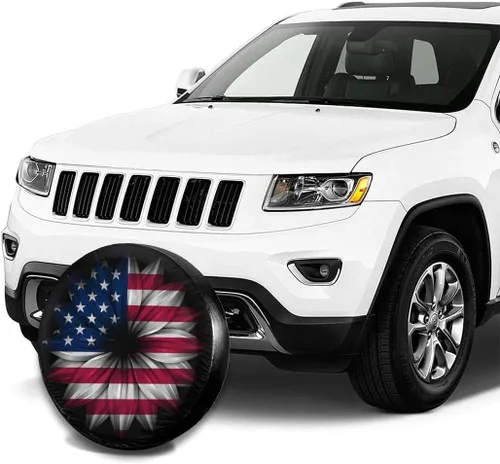 Vista 5 de Cubierta de neumático de repuesto personalizada, fundas universales para ruedas, añade tu propia imagen de texto para Jeep, remolque, caravana, SUV