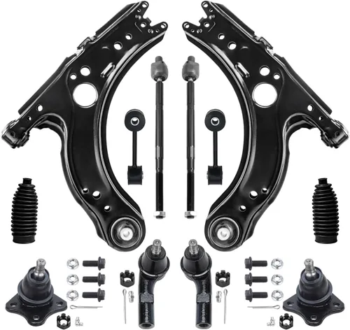 Vista 70 de Detroit Axle - Kit de suspensión completo de 12 unidades para Dodge Ram 1500 4x4 solamente - 2 brazos de control superiores y rótulas, 2 rótulas