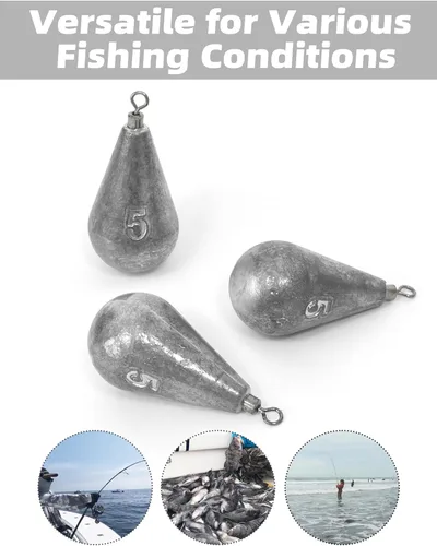 Vista 5 de BLUEWING Pesas de pesca giratorias de fundición de 1/2oz-8oz Drop Shot Dipsey plomo agua salada