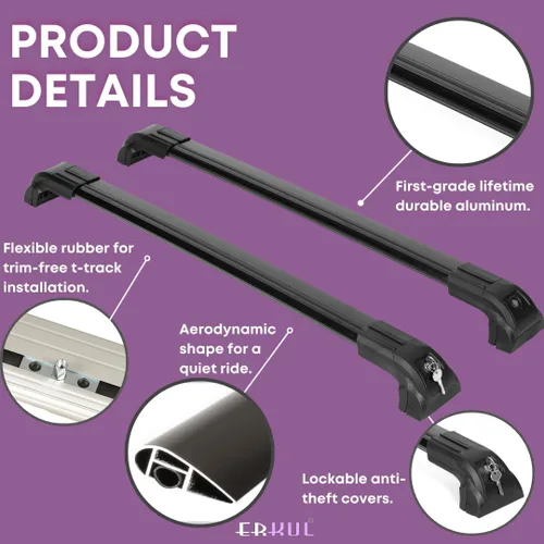 Vista 3 de ERKUL Barras transversales resistentes para Toyota RAV4 2019-2025 No son compatibles con modelos AdventureTRD Off-Road Negro
