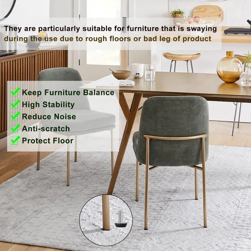 Vista 4 de Niveladores de muebles ajustables con rosca UNC de 1/4-20 pulgadas, patas de mesa roscadas, atornillables para patas de silla, nivelación