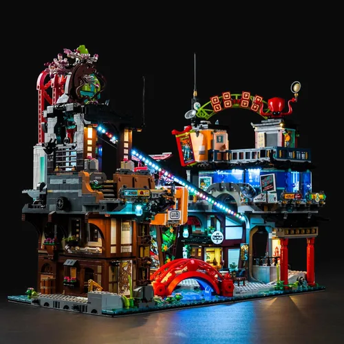 Vista 6 de LocoLee Kit de luces LED compatible con Lego NINJAGO City Markets, juego de iluminación creativa con control remoto, accesorios compatibles con Lego