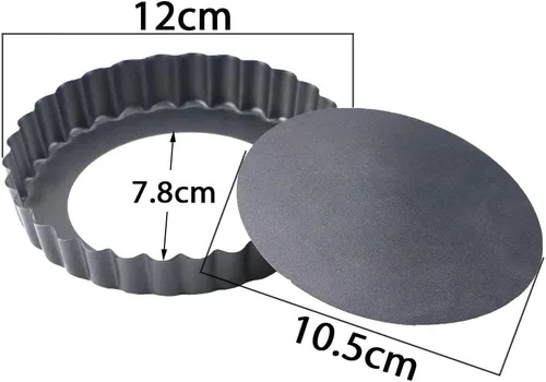 Vista 2 de 6 Pack 5 Inch Mini Tart Pans with Removable Bottom, Nonstick Round Quiche Pan Heavy Duty Fluted Sides for Tartlets, Mousse Cakes, Dessert Baking