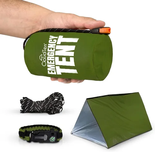 CloudTen Emergency Tent: Lightweight 2 Person Survival Tent with Multi-Function Paracord Bracelets - Essential Survival Gear & Bug Out Bag Items for