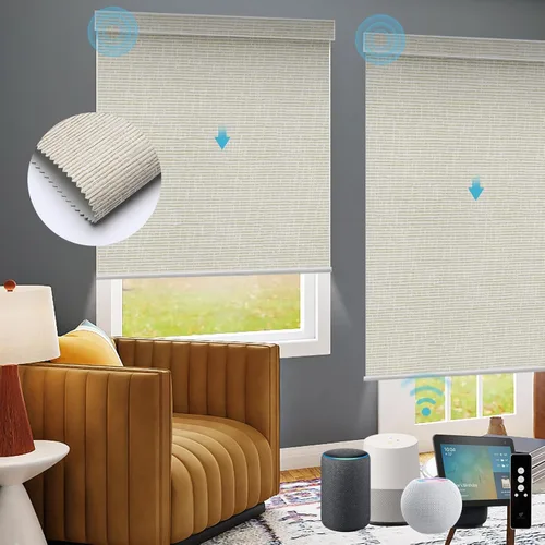 Vista 15 de SmartWings Persianas Motorizadas con Sombras para Ventana Control Remoto Funciona con Thread Apple Homekit Z-Wave Alexa 100% Blackout de Doble Cara