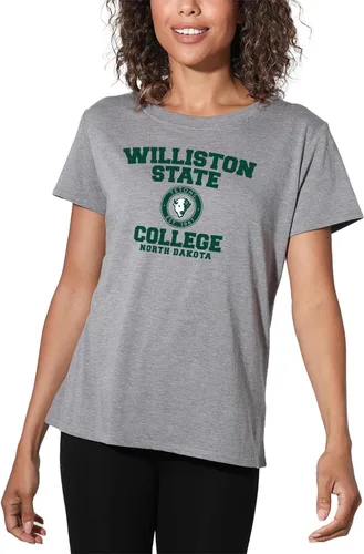 Vista 402 de Colección oficial de camisetas sueltas con logotipo de círculo envejecido universitario para mujer, jaspeado atlético