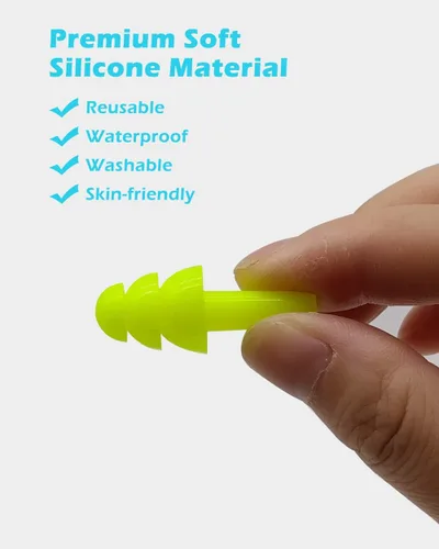 Vista 3 de 10 pares de tapones para los oídos con cancelación de ruido, silicona suave de alta calidad, reutilizables, impermeables, hipoalergénicos, reducción