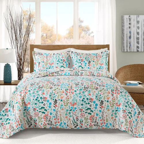 Vista 20 de VAPUTAR Edredones de Algodón Tamaño Queen, Juego de Ropa de Cama Edredón Queen con Patrón Damasco Bohemio-3 Piezas Colcha Ligera Suave Tamaño Queen