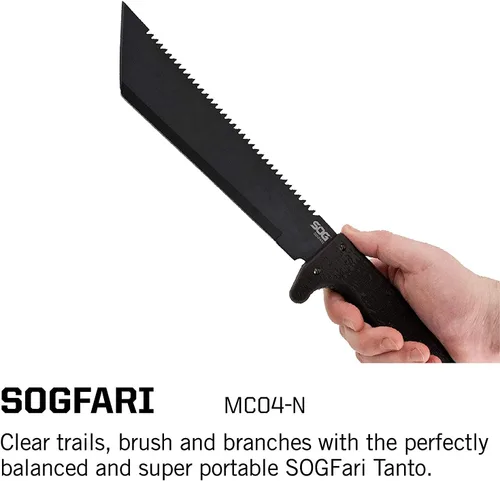 Vista 6 de SOG fari 10 in. Machete, Kraton, Tanto Plain