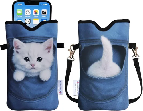 Vista 88 de Tainada Funda Estuche Bolsa de Neopreno para Teléfono para Hombres y Mujeres con Correa Cruzada/Cordón para el Cuello para iPhone 17/16/15 Pro Max