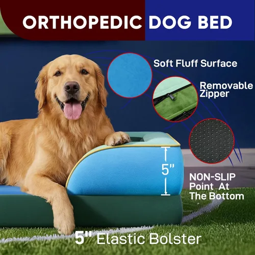 Vista 478 de Comfort Expression Cama ortopédica para perros extra grandes de 45 x 35 pulgadas, cama para mascotas XL de espuma tipo caja de huevos impermeable