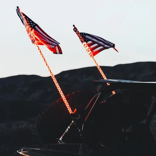 Vista 7 de KEMIMOTO 2 piezas de luces de látigo de 3 pies con soportes de montaje para lado a lado, luces de látigo LED con control de aplicación para UTV todo