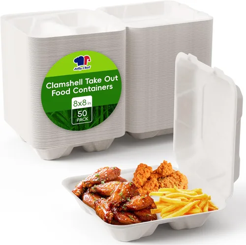 Vista 9 de JOLLY CHEF Contenedores de alimentos para llevar con diseño de concha, [paquete de 75 unidades de 9 * 6 pulgadas], contenedores desechables