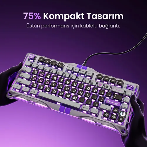 Vista 2 de GravaStar Mercury V75 HE Keyboard 75% HallEffect MagneticSwitch Gaming Keyboard, 79Key, 8000Hz Polling, 0.005RT, Wired USB-C, RGB Backlit