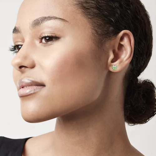 Vista 3 de Disney - Aretes tipo dormilona con diseño de Minnie Mouse para mujer, joyería de piedras natales