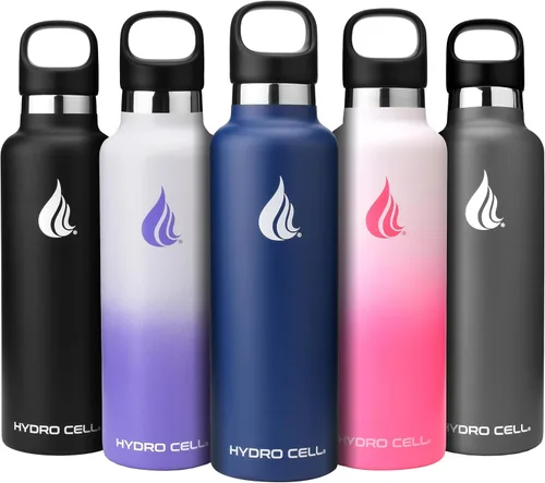 Vista 30 de HYDRO CELL Botella de agua de acero inoxidable con sorbete y 2 tapas estándar de boca (32 onzas, 24 onzas, 20 onzas, 16 onzas), mantiene