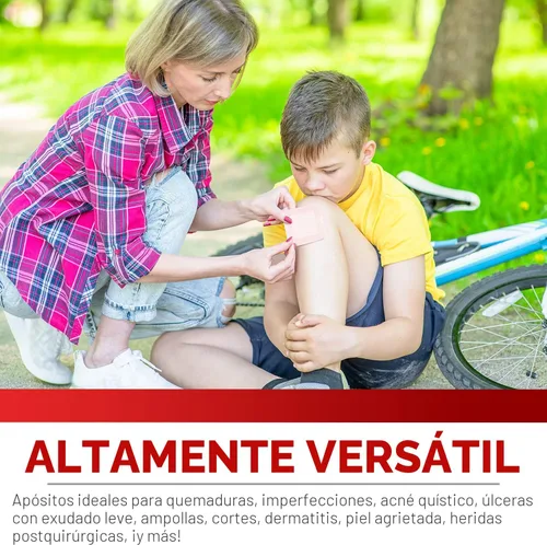Vista 4 de HEALQU Aderezo de isla de gasa con bordes, 50 unidades, almohadillas de gasa estériles envueltas individualmente de 2 x 2 pulgadas con respaldo