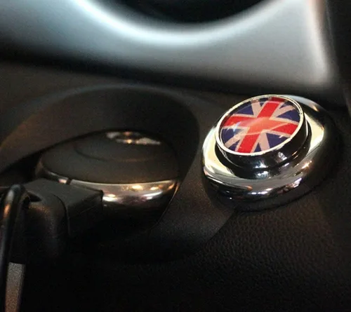 Vista 5 de (1) tapa con diseño de bandera de Reino Unido color rojoazul para botón de encendido de motor para Mini Cooper 2da