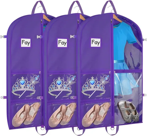 Vista 12 de Bolsa de ropa de baile transparente Zilink para niñas adolescentes, bolsas de baile para bailarines y adolescentes con 5 bolsillos transparentes