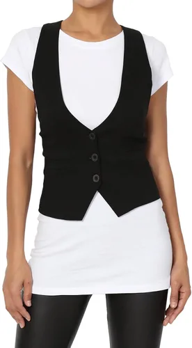 TheMogan Chaleco de esmoquin con espalda cruzada versátil y elegante, W9 Negro