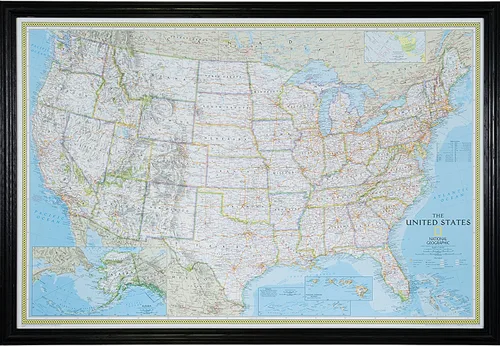 Vista 19 de Craig Frames mapa de viaje clásico de los Estados Unidos, Papel, 24 x 36 pulgadas