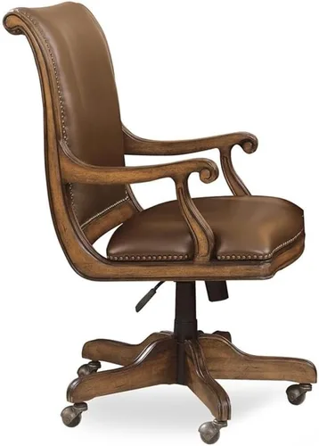 Hooker Furniture Brookhaven - Silla de oficina de cuero en color cereza transparente mediana