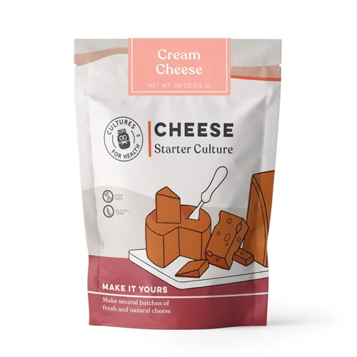 Cultures for Health Cultivo de iniciación de queso crema | 4 paquetes de ajuste directo sin OMG y 2 tabletas de cuajo vegetal | Crema para untar