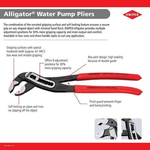 Vista 4 de KNIPEX - 88 01 180 SBA Knipex Tools - Alicates para bomba de agua de cocodrilo (8801180SBA)