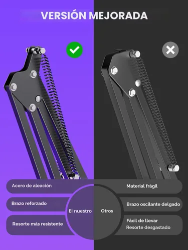 Vista 4 de InnoGear Soporte de Micrófono con Brazo Articulado para Blue Yeti HyperX QuadCast S SoloCast Snowball Fifine K669B y otros Micrófonos