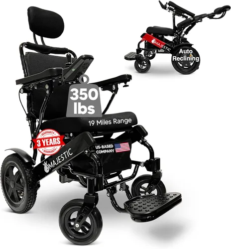 Vista 24 de Majestic - Silla de ruedas eléctrica reclinable automática, capacidad de peso de 350 libras, rango de batería de 19 millas, sillas de ruedas