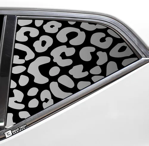 Vista 6 de BOGAR TECH DESIGNS Precut Quarter Window Cow Print Vinyl Decal Sticker Compatible with Volvo XC40 2019-2023, Matte Black