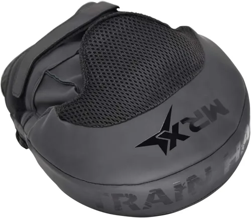 Vista 6 de MRX Gel Tech - Gancho de boxeo y almohadillas de Jab MMA Focus Guantes de entrenamiento Thai Kick Strike Shield Curvo Negro/Blanco