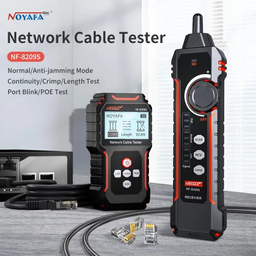 Vista 4 de NOYAFA NF-8209S Probador de Cables de Red Avanzado Actualizado con PoE y NCV, Prueba de Longitud de Cable, Parpadeo de Puerto, Rastreador de Cables