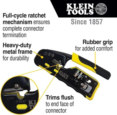 Vista 4 de Klein Tools Kit de herramientas para cables - Engarzador, corte, raspador, lima