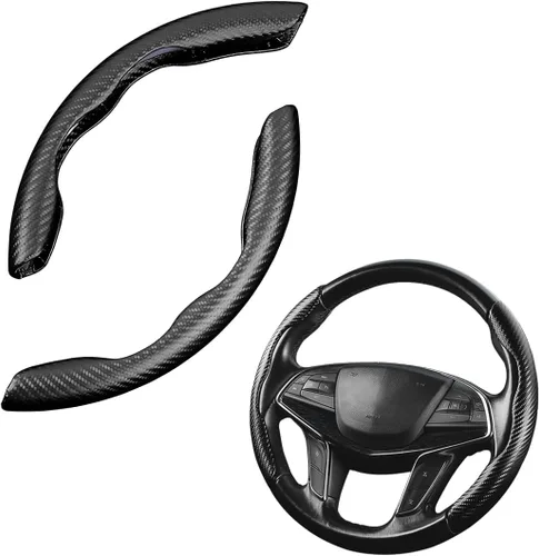 Vista 11 de LoyaForba Funda universal para volante de automóvil, protector universal de cuero segmentado de 15 pulgadas, antideslizante y suave, transpirable