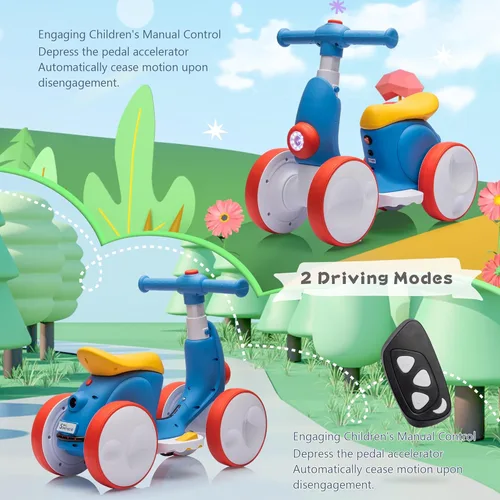 Vista 3 de JoyRydz Bicicleta eléctrica de equilibrio para bebés de 6 V con máquina de burbujas, bicicleta de equilibrio 4 en 1 con control remoto para niños