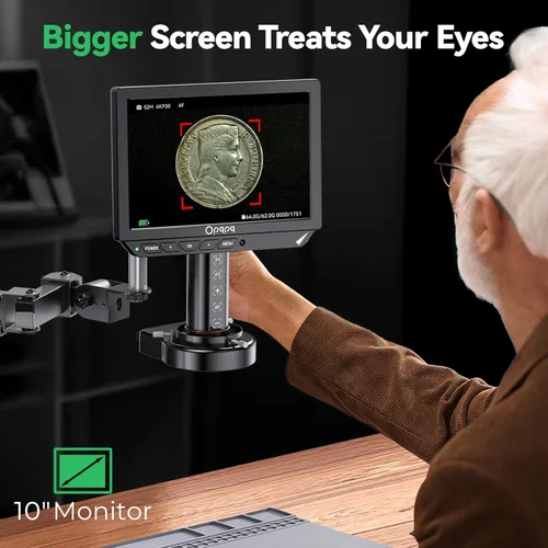 Vista 6 de Microscopio digital de enfoque automático 4K, microscopio de soldadura HDMI de 10 pulgadas con estación de manos de ayuda y brazo flexible