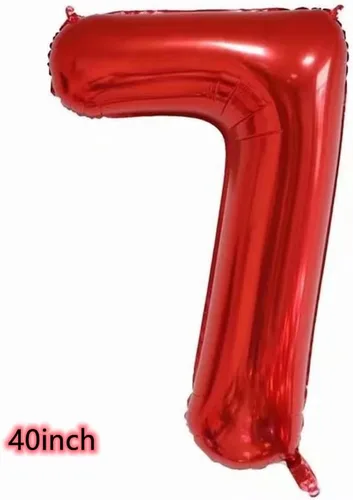Vista 2 de JBCAONTIA - Globo de 40 pulgadas, corona roja número 7, globo gigante de aluminio con el número 7, globos de decoración de cumpleaños de 7 años