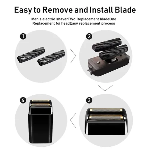 Vista 5 de Lámina de repuesto y cortadoras para afeitadora compatible con BaBylissPRO Barberology Double FXFS2 (2 unidades, negro)