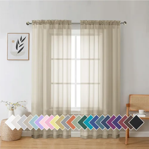 Vista 80 de Aiyufeng 2 paneles de cenefa transparente negra de 14 pulgadas de largo, cortinas cortas para dormitorio, cortinas de cocina para ventana pequeña