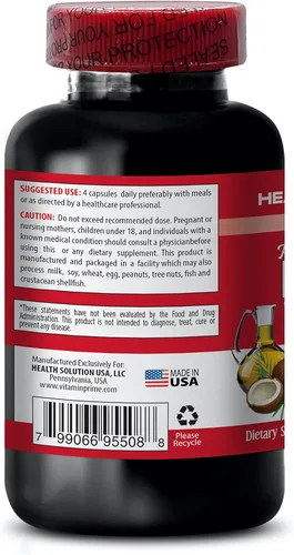 Vista 3 de Suplementos de apoyo energético, aceite MCT, 3600 mg, triglicéridos de cadena media 100% puro, aceite mct hecho con aceite de coco, píldoras