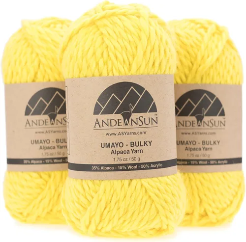 Vista 9 de (3 madejas pequeñas y hermosas) Mezcla de hilo de alpaca Umayo [165 yardas en total] Rojo, #5 voluminoso