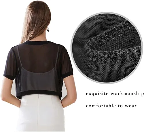 Vista 2 de Chal de gasa de moda para mujer, chaqueta de bolero, cárdigan