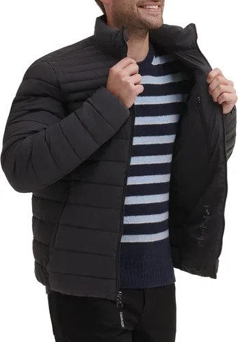 Vista 5 de Calvin Klein Abrigo acolchado con cremallera completa para hombre