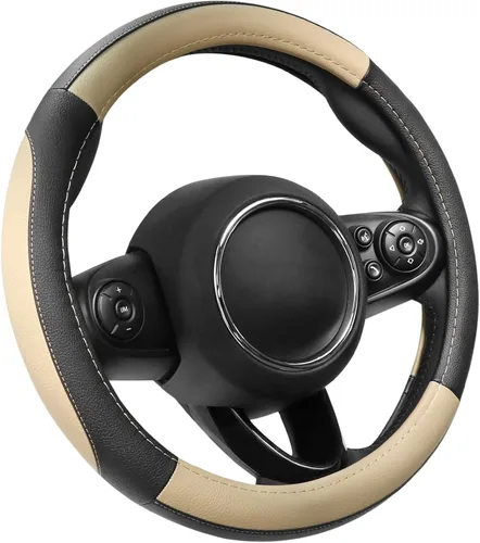 Vista 23 de SEG Direct Funda universal para volante de automóvil, tamaño estándar de 14.5-15 pulgadas, piel de microfibra negra