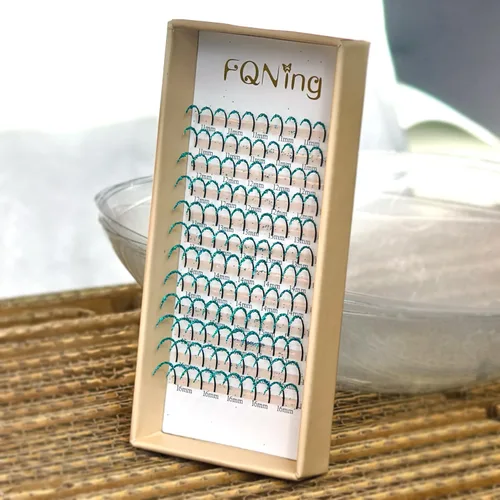 Vista 7 de Extensiones de pestañas con purpurina en racimo de pestañas de color láser, suministros profesionales (3 colores B)