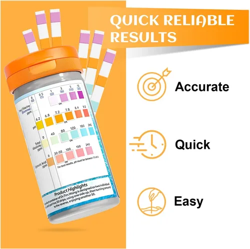 Vista 4 de Dr.Tim.Wang Tiras de prueba para piscina y jacuzzi - Kit de prueba de agua de piscina de precisión de grado médico 4 en 1 - Prueba de pH, cloro