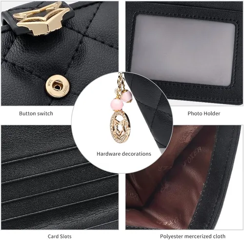 Vista 5 de FOXER - Cartera de piel para mujer (tamaño pequeño), diseño de cartera, negro 5), 43230-62763