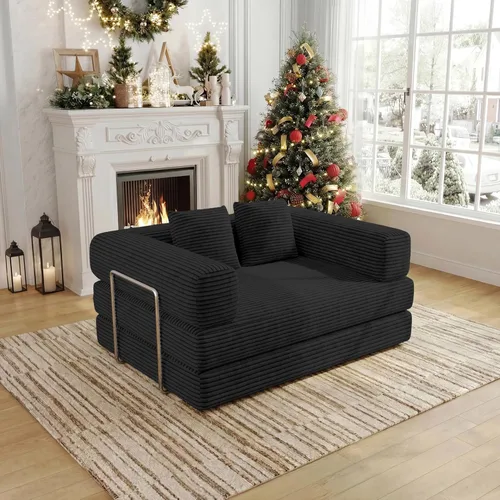 Vista 9 de Sofá cama plegable 4 en 1, sofá cama comprimido relleno de espuma, sofá cama convertible tamaño Queen, sofá biplaza plegable sin hueso para sala