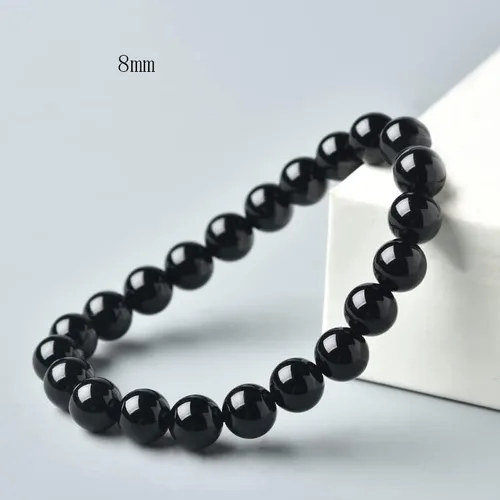 Vista 3 de Dczosily Pulsera de ónix natural para hombres y mujeres, hecha a mano, pulsera elástica con cuentas de ágata de cristal, joyería curativa